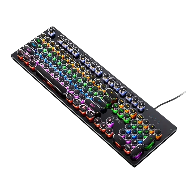 NNETM Caller Mechanical Keyboard - 104 Keys, Green Axis, Backlit, Wired USB, Black [Green Axis]-0