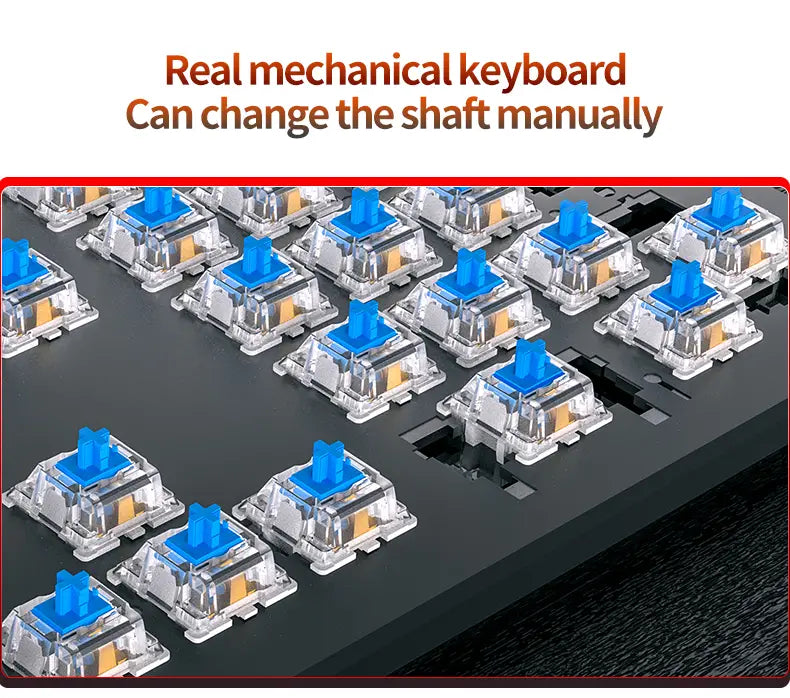 NNETM Caller Mechanical Keyboard - 104 Keys, Green Axis, Backlit, Wired USB, Black [Green Axis]-3