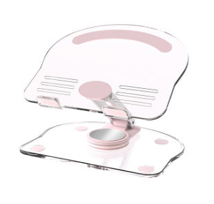 NNEDSZ Pink Acrylic Foldable Tablet and Phone Stand - 360° Rotation, Anti-Slip Design, Lightweight and Compact-0