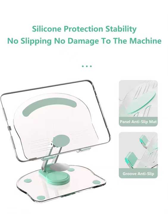 NNEDSZ Pink Acrylic Foldable Tablet and Phone Stand - 360° Rotation, Anti-Slip Design, Lightweight and Compact-4